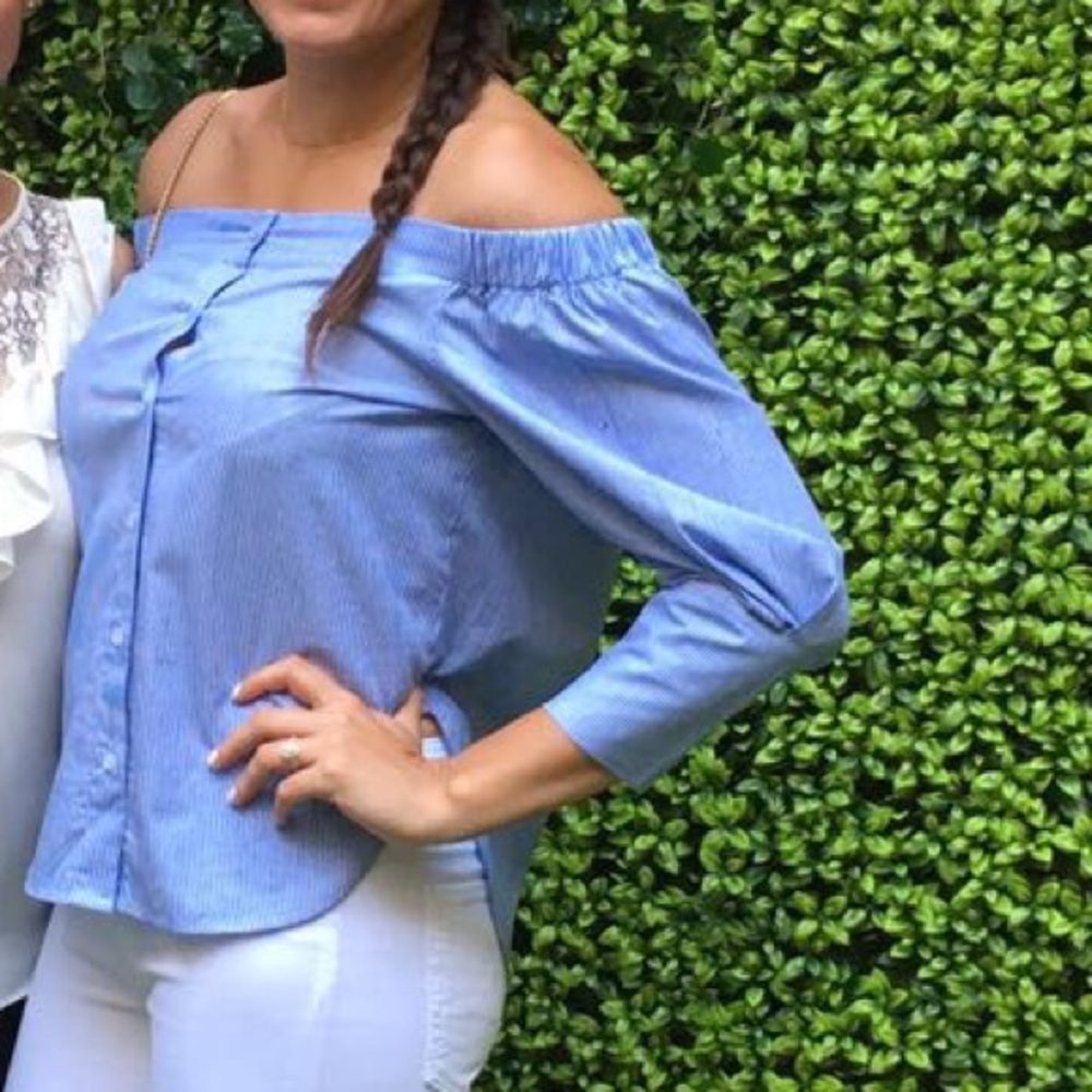 Off the shoulder Aqua top - Picture 1 of 3